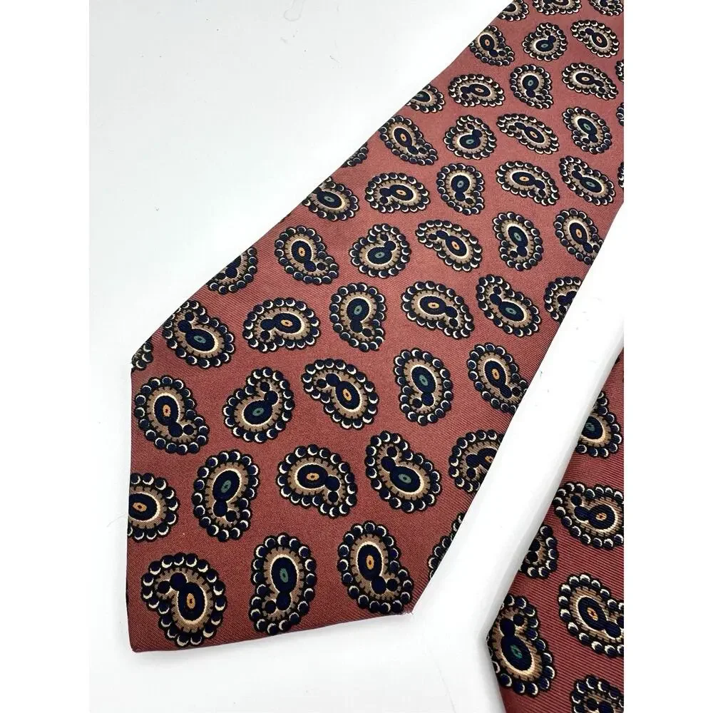 Vintage Liberty Of London Rust Brown Bubble Paisley Tie - 100% Silk USA